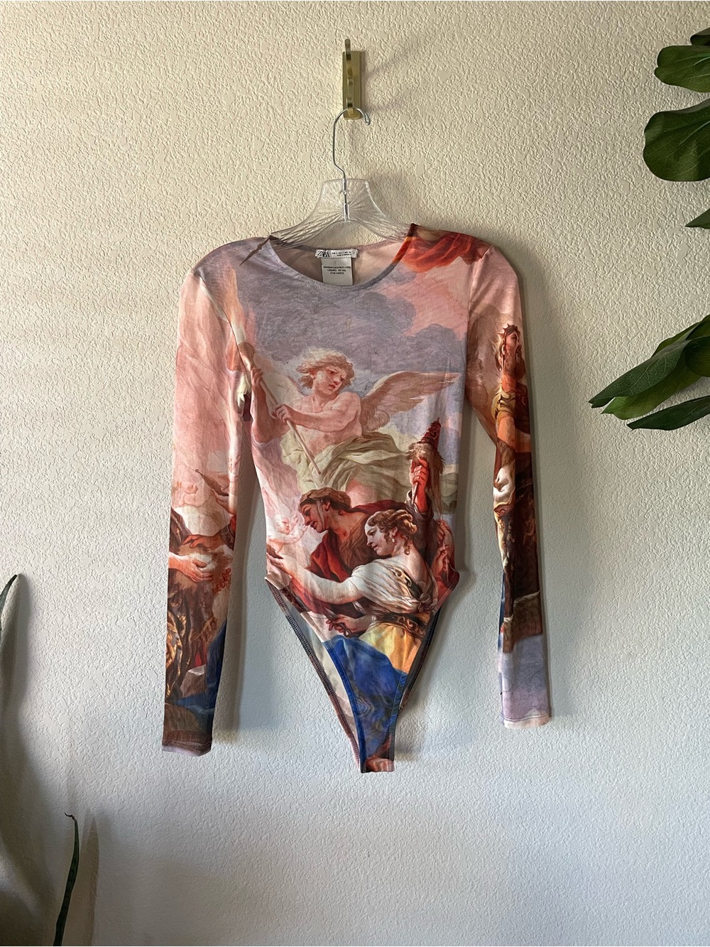 Zara Multi-Color Angel Print Long Sleeve Bodysuit